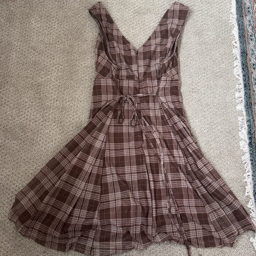 Brown Plaid Dark Academia Dress - Picture 3 of 3